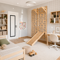 Bild in Galerie-Betrachter laden, Montessori Kletterwand für Kinder mit Rutsche, Klimmzugstange & Ringen | Indoor-Spielplatz aus Holz