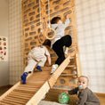 Bild in Galerie-Betrachter laden, Montessori Kletterwand für Kinder mit Rutsche, Klimmzugstange & Ringen | Indoor-Spielplatz aus Holz