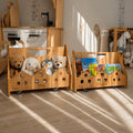 Montessori-Bücherregal mit Rollen – Personalisierte Aufbewahrung für Kinderbücher & Spielzeug-Organizer
