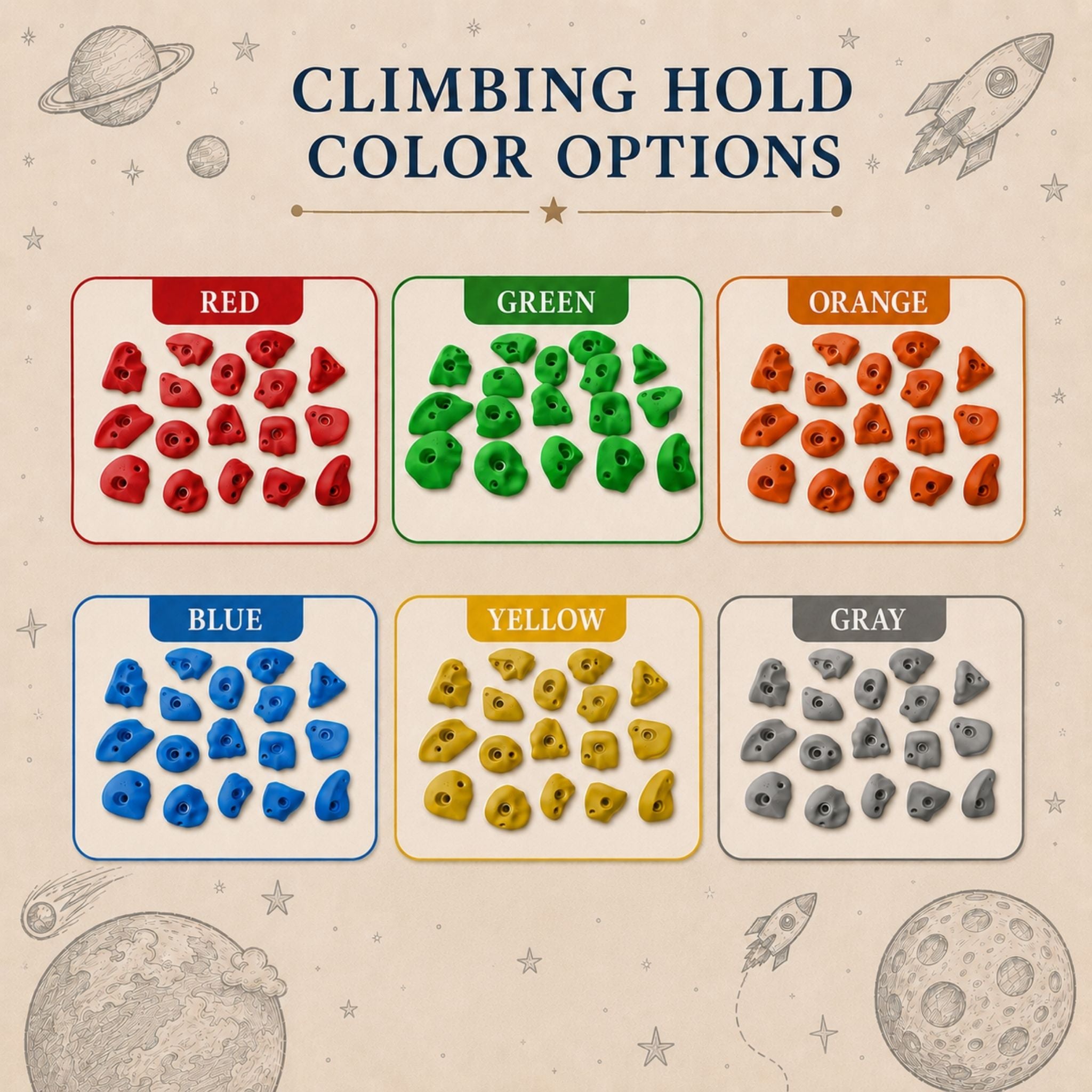 Personalized Kids Climbing Wall – Space Theme Wooden Indoor Climbing Wall