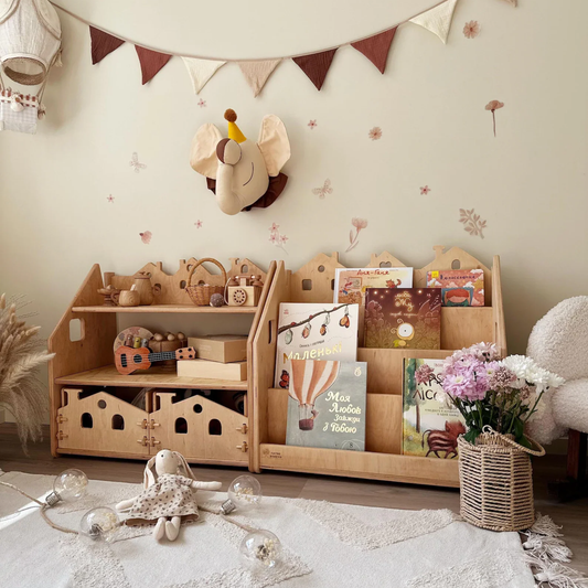 Montessori Bookshelf and Toy Storage - Wooden Furniture for Kids' Room