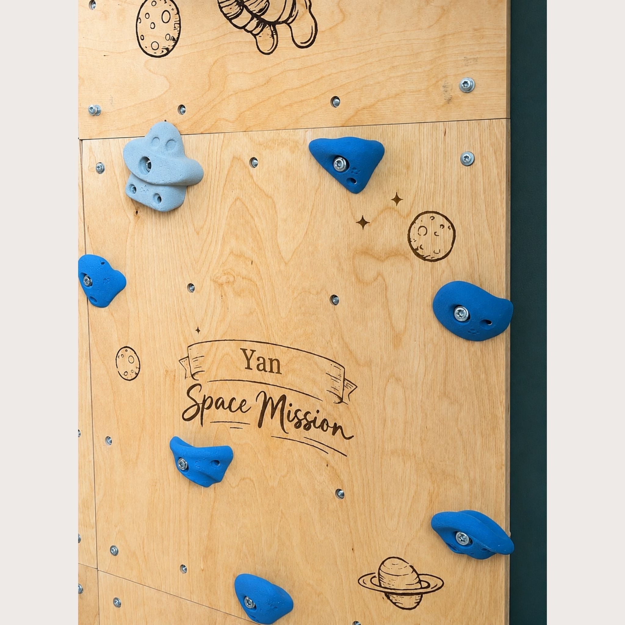 Personalized Kids Climbing Wall – Space Theme Wooden Indoor Climbing Wall