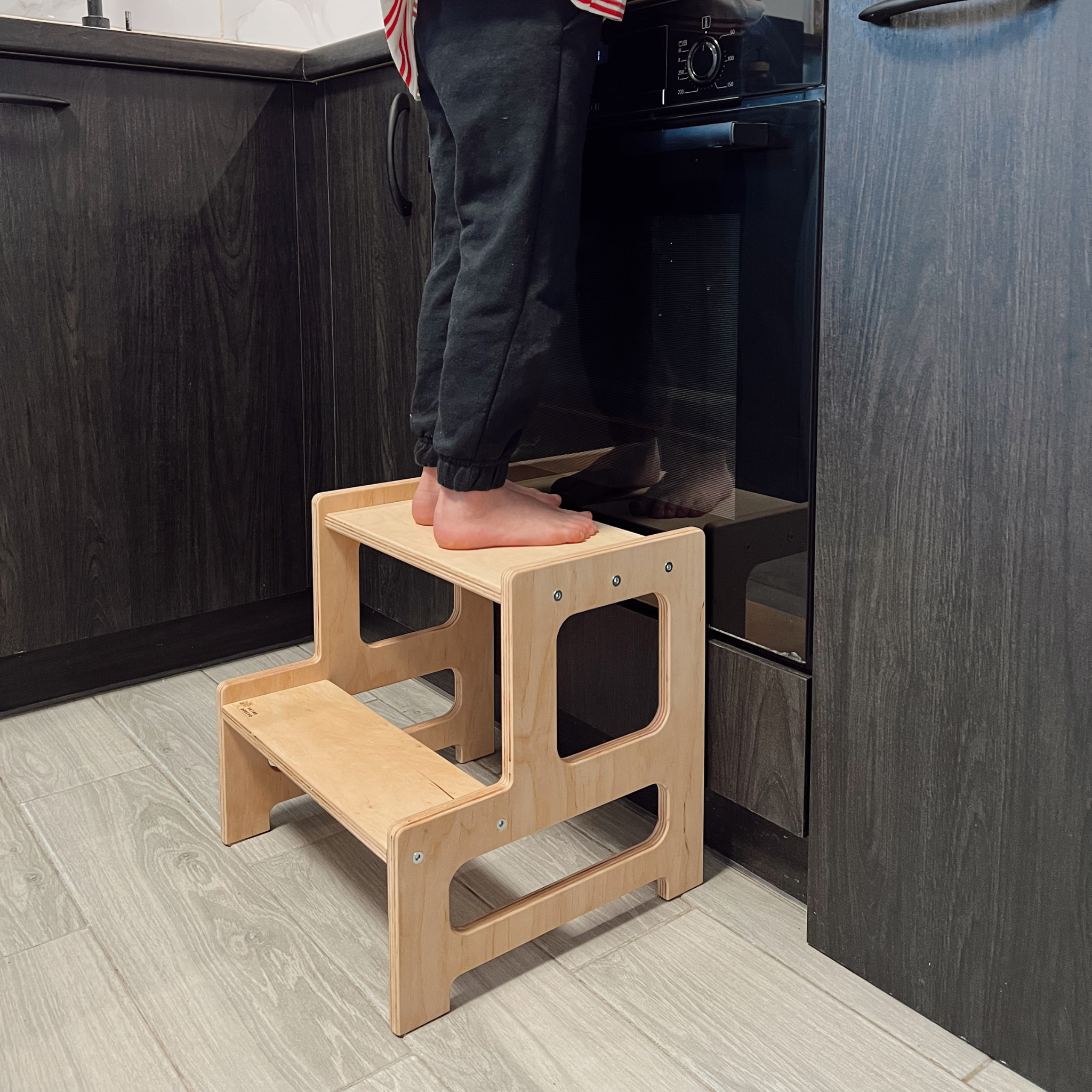 Montessori Wooden Toddler Step Stool for Kitchen & Bathroom