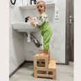 Load image into Gallery viewer, Montessori Wooden Toddler Step Stool for Kitchen & Bathroom
