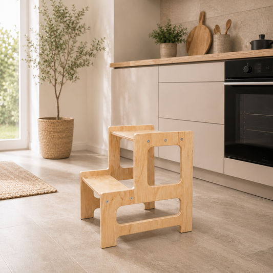 Montessori Wooden Step Stool for Kids – Toddler Helper for Kitchen & Bathroom