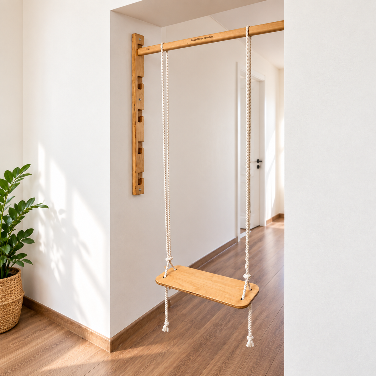 Türreck aus Holz für Kinder und Erwachsene, bis 100 kg – höhenverstellbar, optional mit Turnringen und Indoor-Schaukel