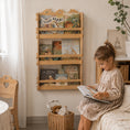 Bild in Galerie-Betrachter laden, Bücherregal aus Holz für Kinder – Montessori Wand-Bücherregal für Kinderzimmer, mit personalisierter Gravur

