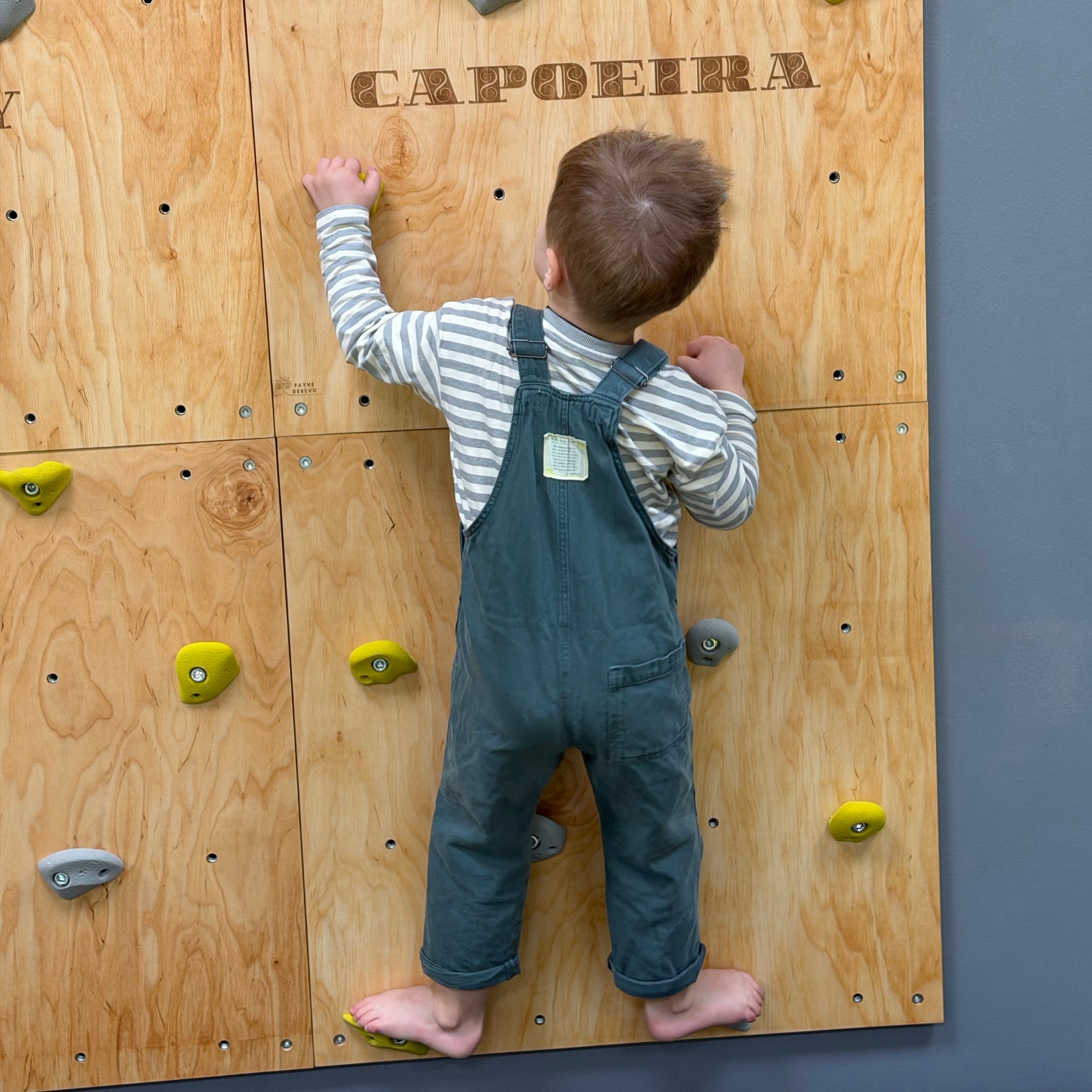 Montessori Kletterwand für Kinder mit Griffen – Kletterwand aus Birkenholz, mit Leinöl & Bienenwachs veredelt
