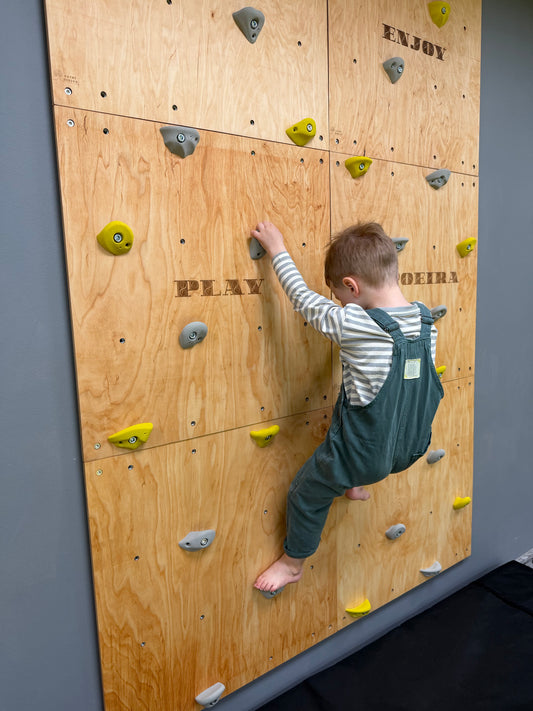 Montessori Climbing Wall for Kids with Holds – Wooden Climbing Wall from Birch Plywood, Finished with Linseed Oil & Beeswax